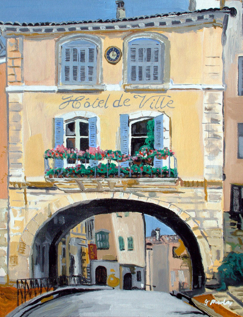 Oil painting of the Hotel De Ville, Fayence