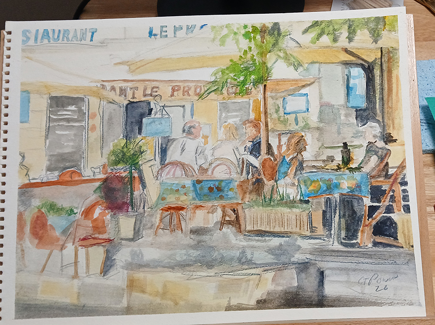 French Cafe Watercolour Sketch