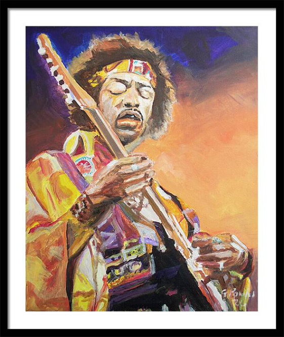 Oil painting captures the legendary presence of Jimi Hendrix
