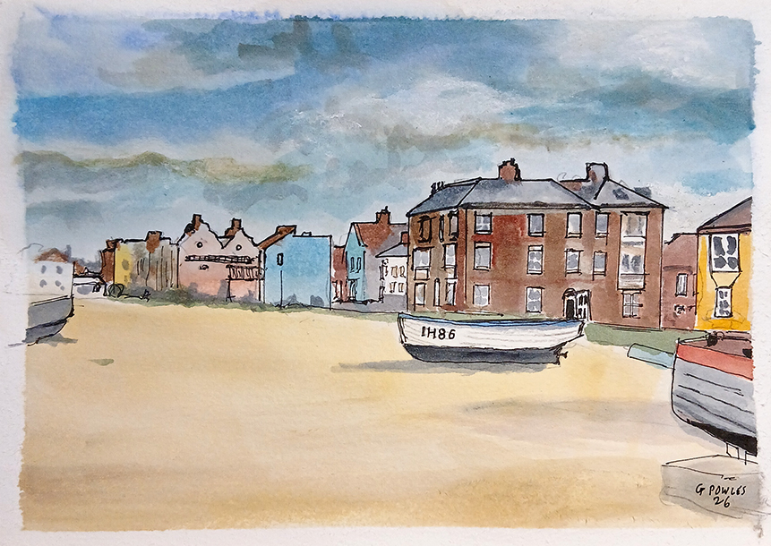 Aldeburgh Beach Watercolour Painting – Suffolk Coast Seascape