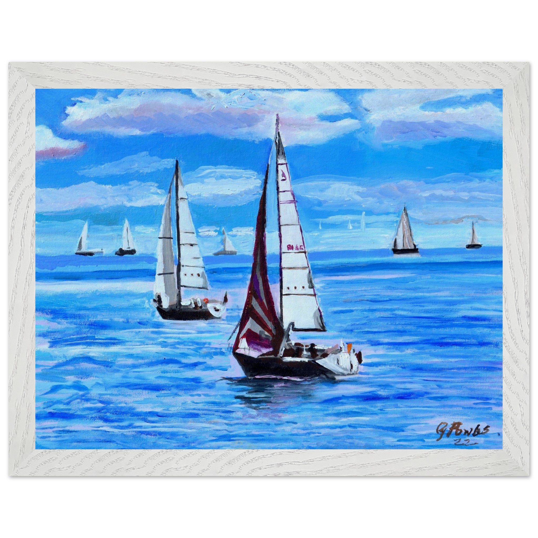 Sailboat Oil Painting Framed Poster | Museum-Quality Art Print | Ready-to-Hang Wall Decor