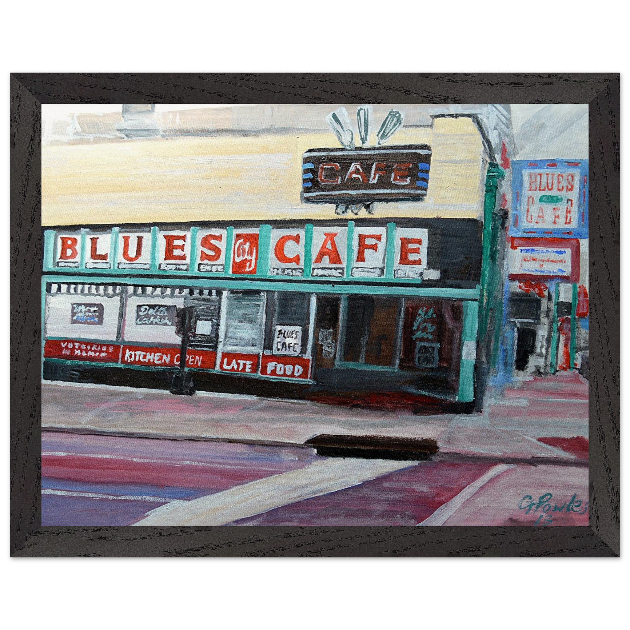 The Blues Café  in Memphis – Premium Wooden Framed Poster With Museum-Quality Matte Paper
