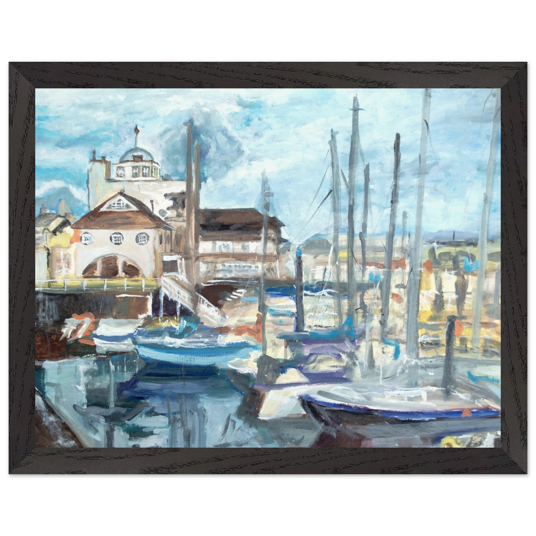 Royal Norfolk & Suffolk Yacht Club Oil Painting Framed Poster | Lowestoft Marina Art Print