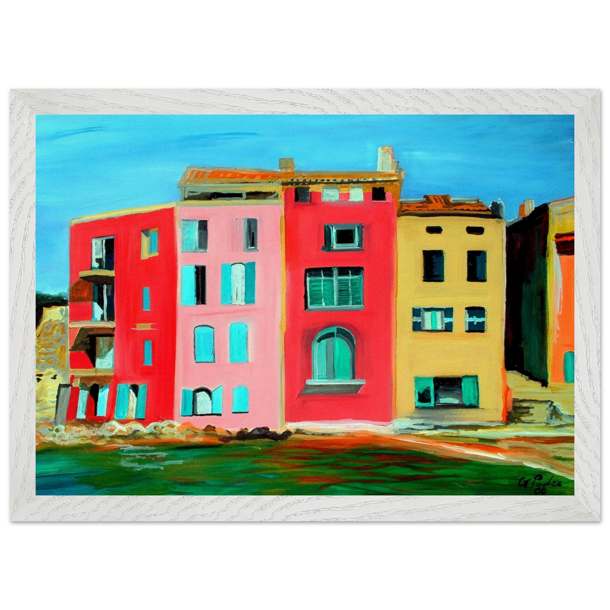 Saint Tropez House On The Beach – Premium Wooden Framed Poster With Museum-Quality Matte Paper