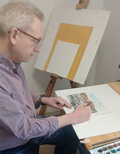 Gordon Powles Artist at work
