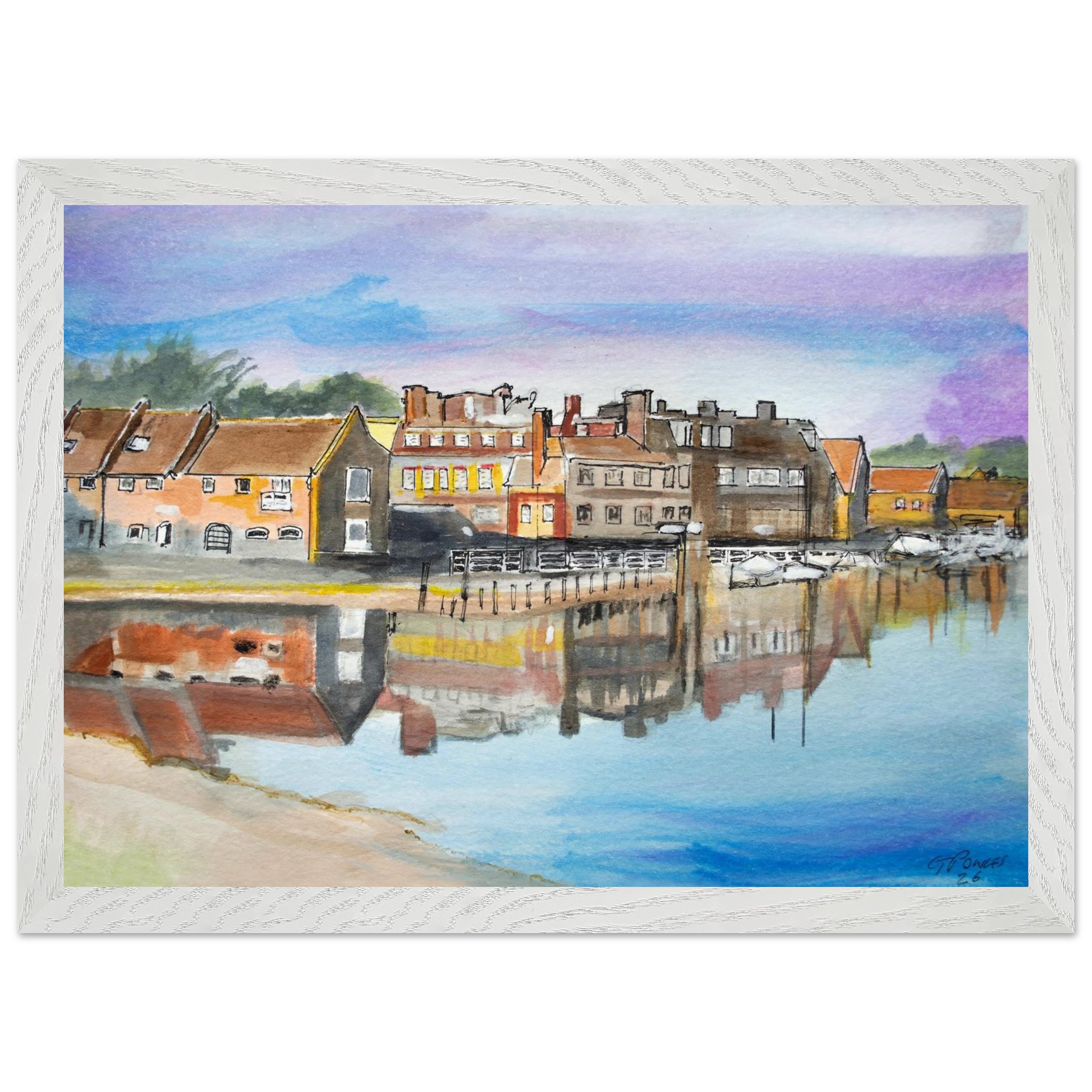 Norfolk Blakeney Quay Framed Print – Coastal Harbour Watercolour Wall Art