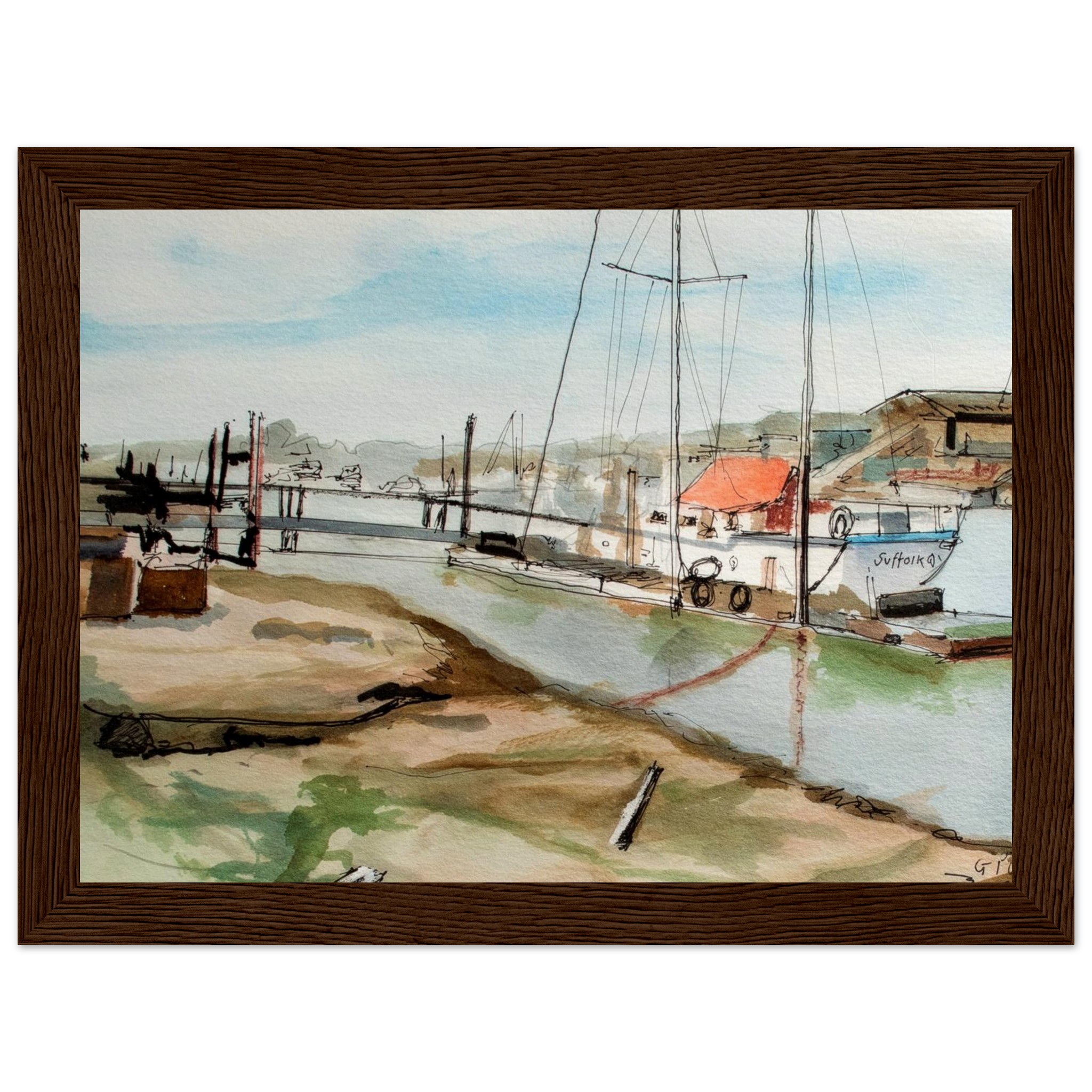 Walberswick Watercolour Framed Poster – Suffolk Coastal Art Print – Museum Quality Ready-to-Hang