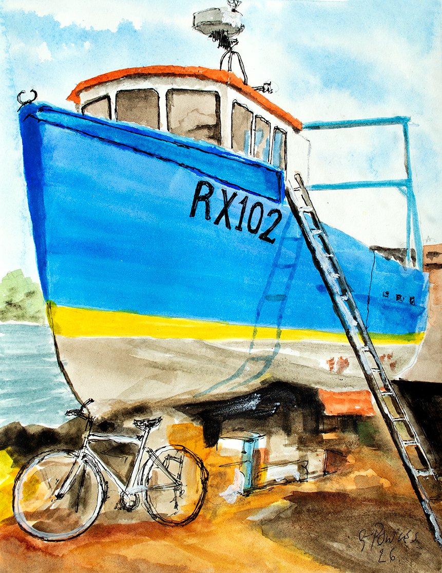 Boat at Rest – Watercolour and Ink Painting