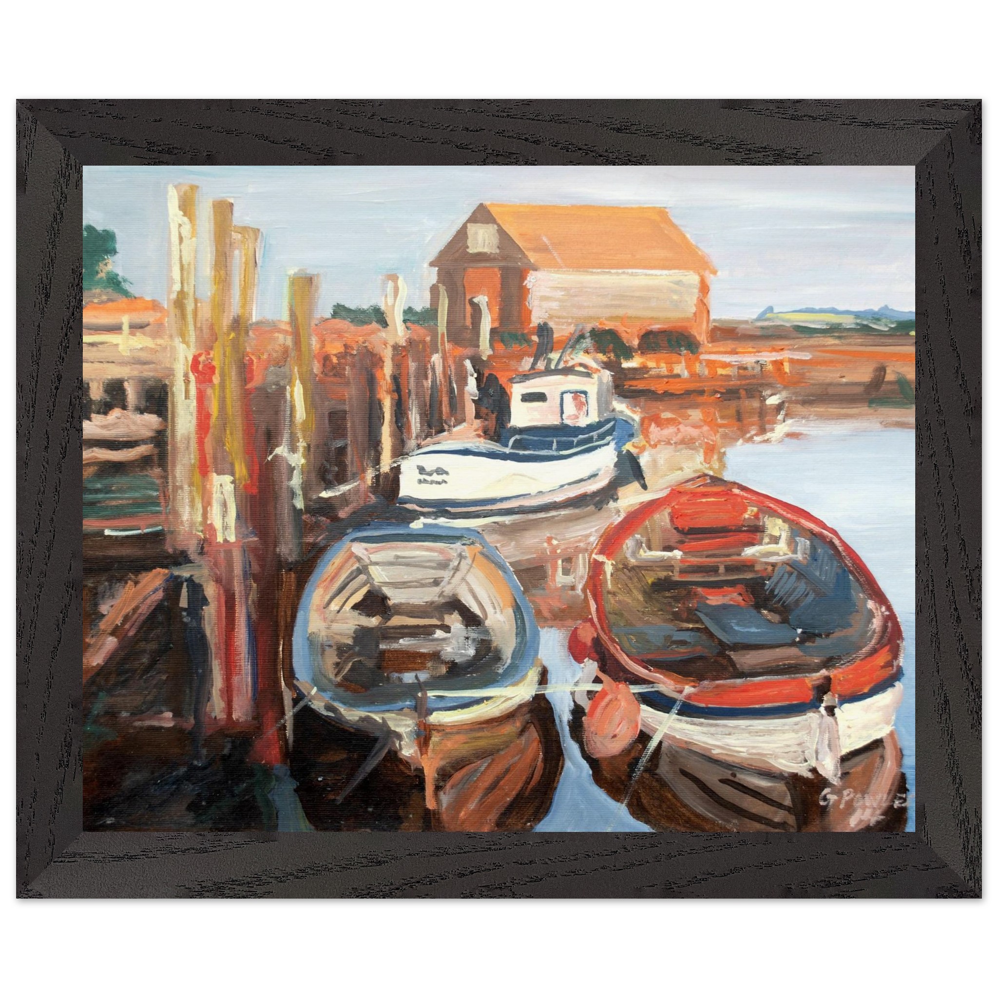 Thornham Quay Oil Painting Framed Poster – North Norfolk Coast Art Print