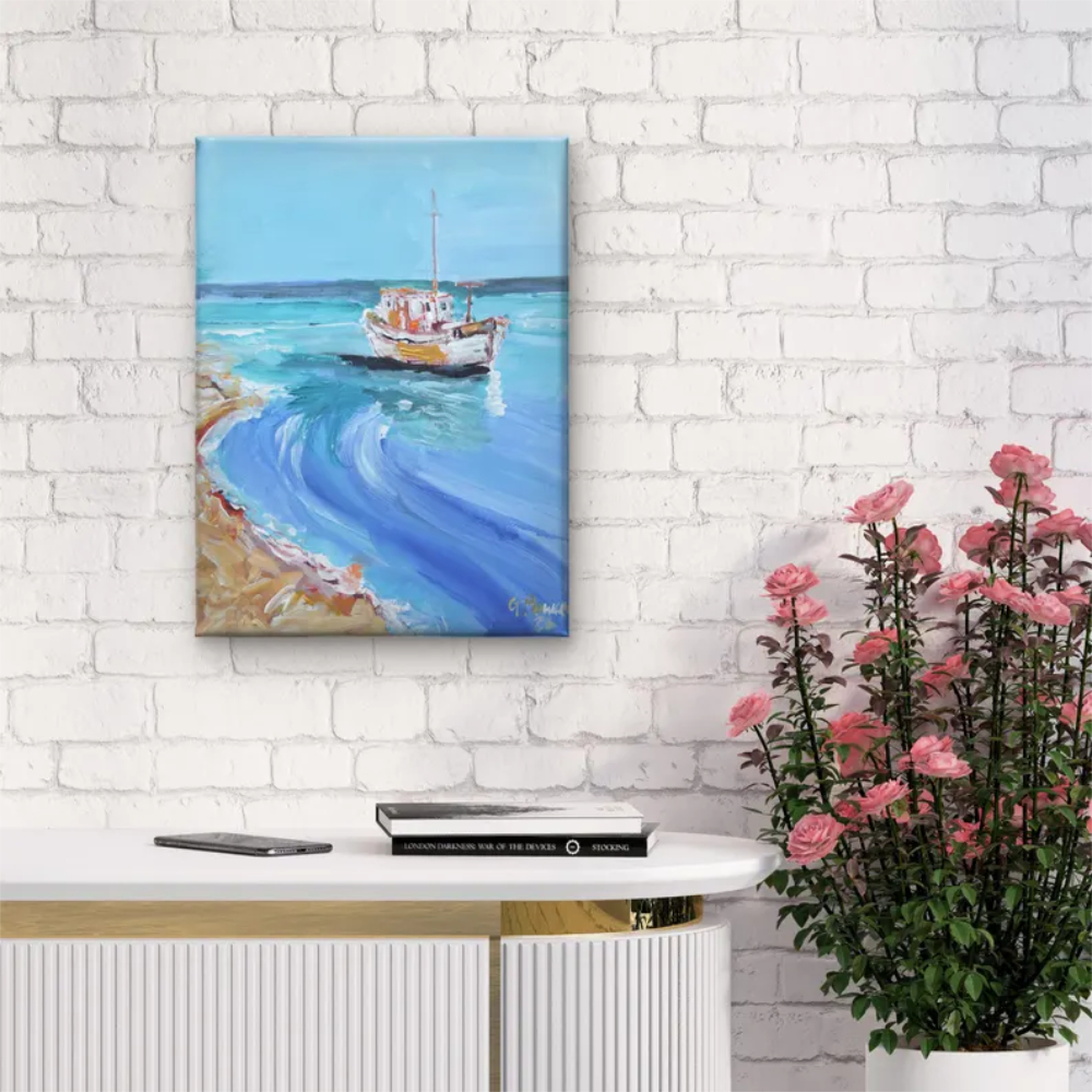 Original Rustic Fishing Boat 12 x 16 Box Canvas