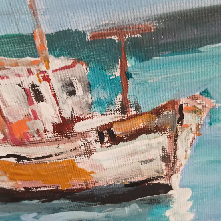 Original Rustic Fishing Boat 12 x 16 Box Canvas - Image 3