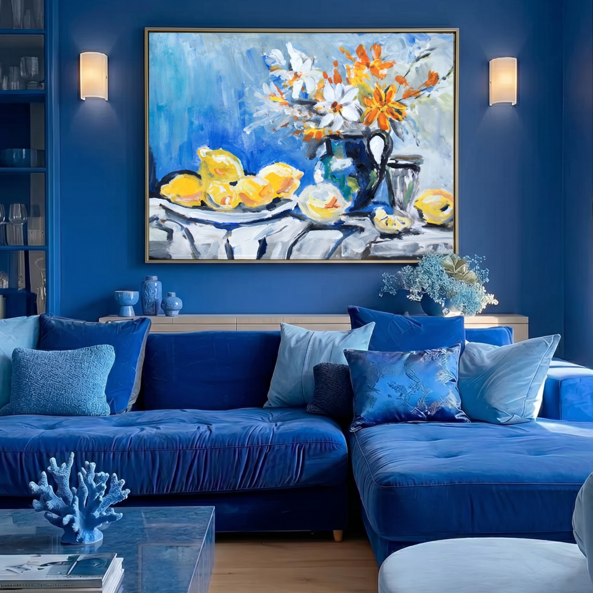 Lemon and Flowers Still Life Art Print, Floral Kitchen Poster - Image 6