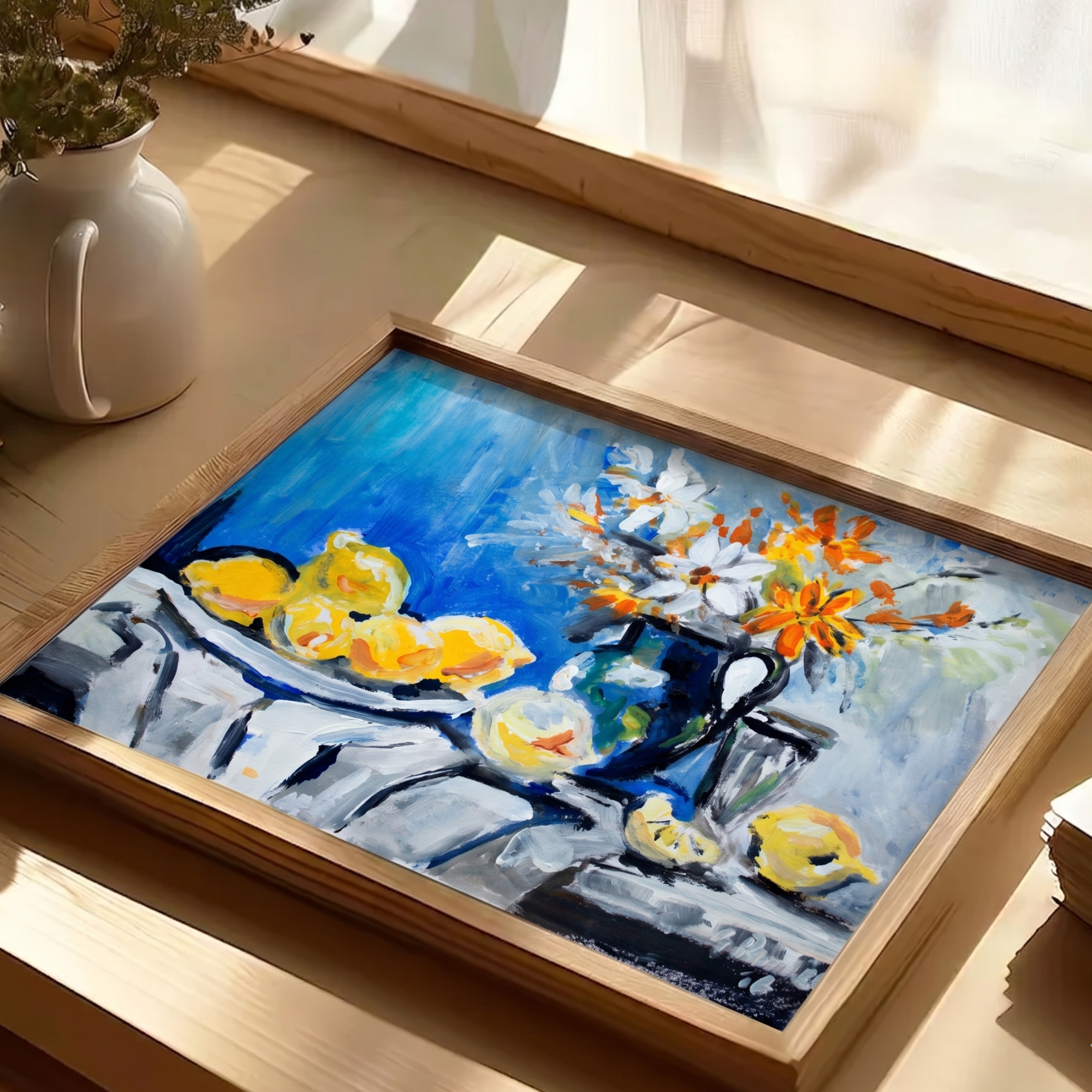 Lemon and Flowers Still Life Art Print, Floral Kitchen Poster - Image 10
