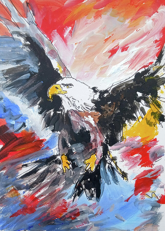 Majestic Bald Eagle Abstract Painting