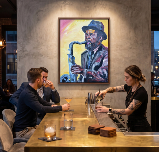 Jazz Saxophonist Original Oil Painting