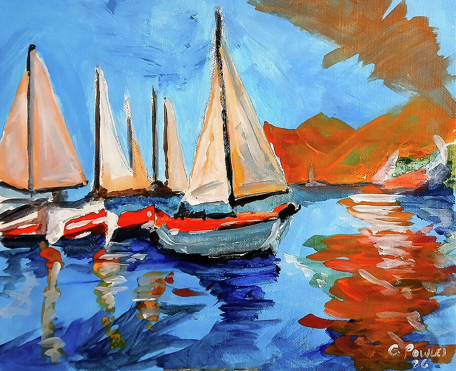 Vibrant Sailboats on Tranquil Water