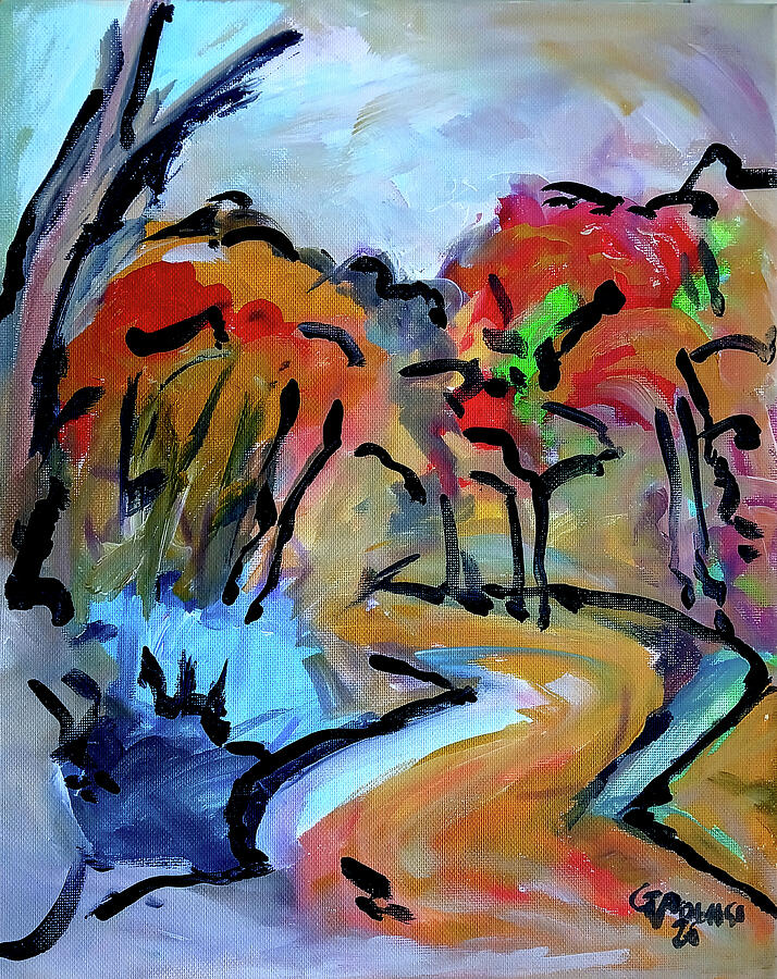 Abstract Autumn Landscape Painting