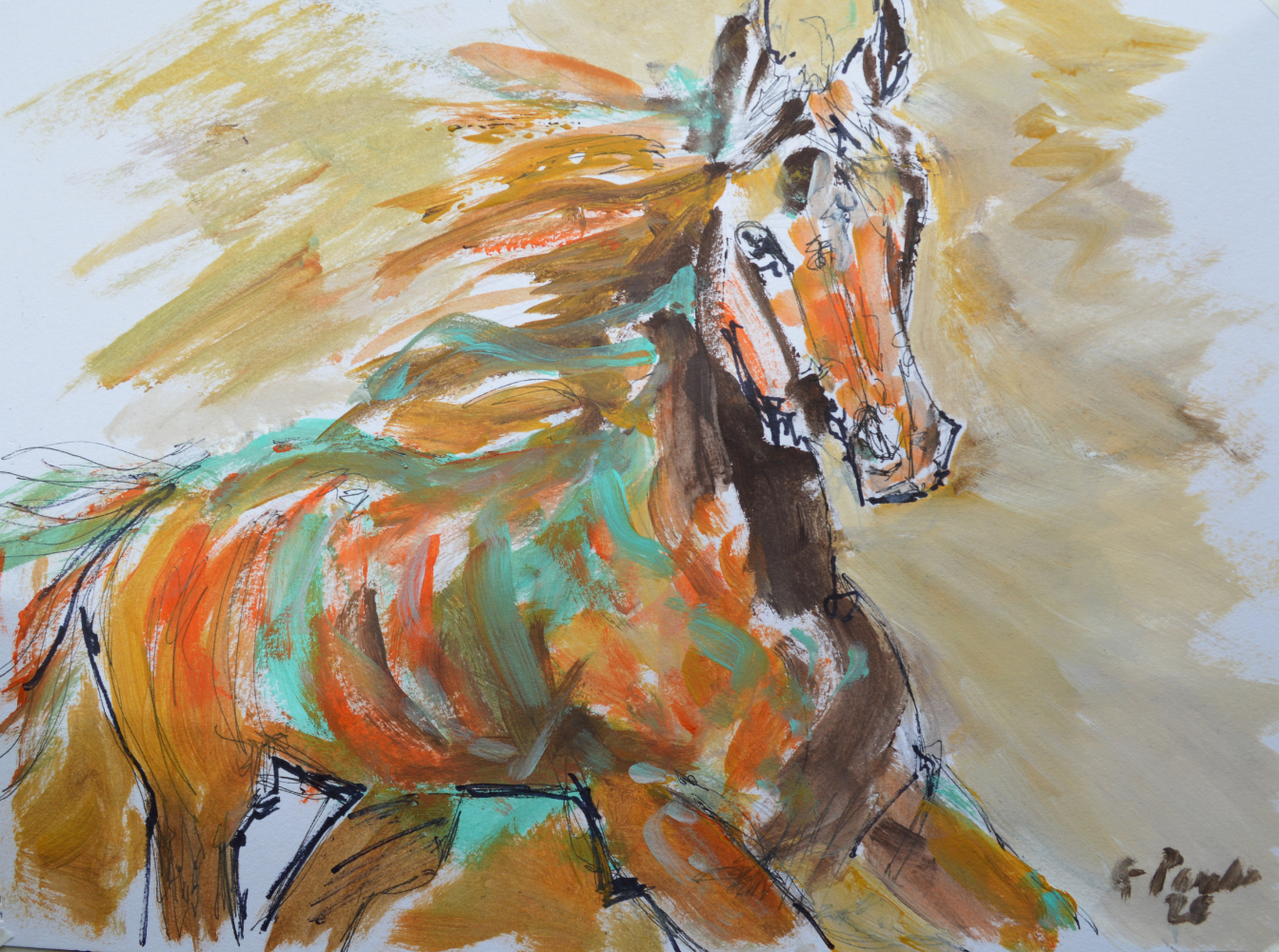 Spirit in Motion | Original Mixed Media Horse Equestrian Artwork