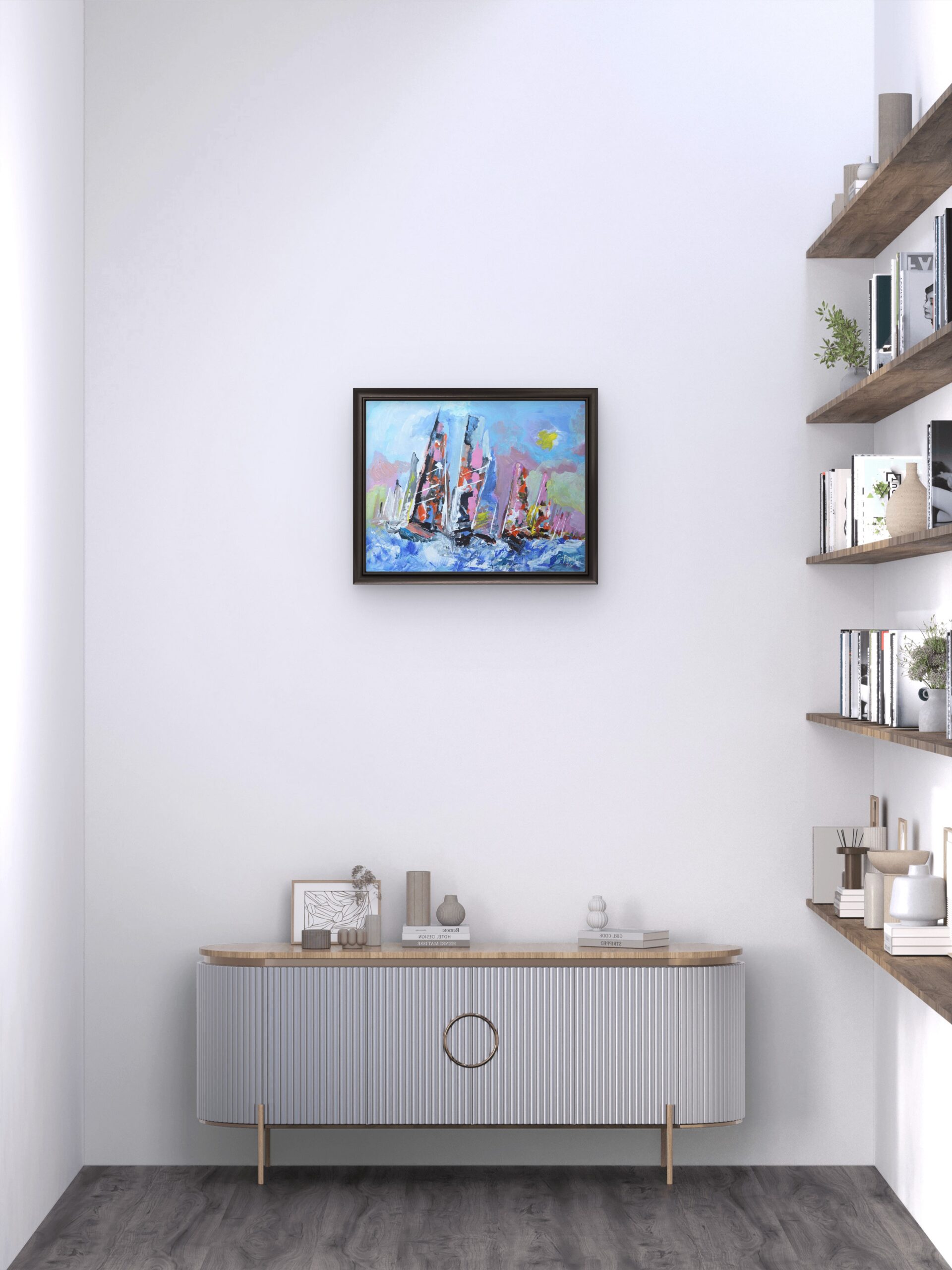 Sails in Motion | Original Regatta Sailing Boats Impressionist Acrylic Painting - Image 3