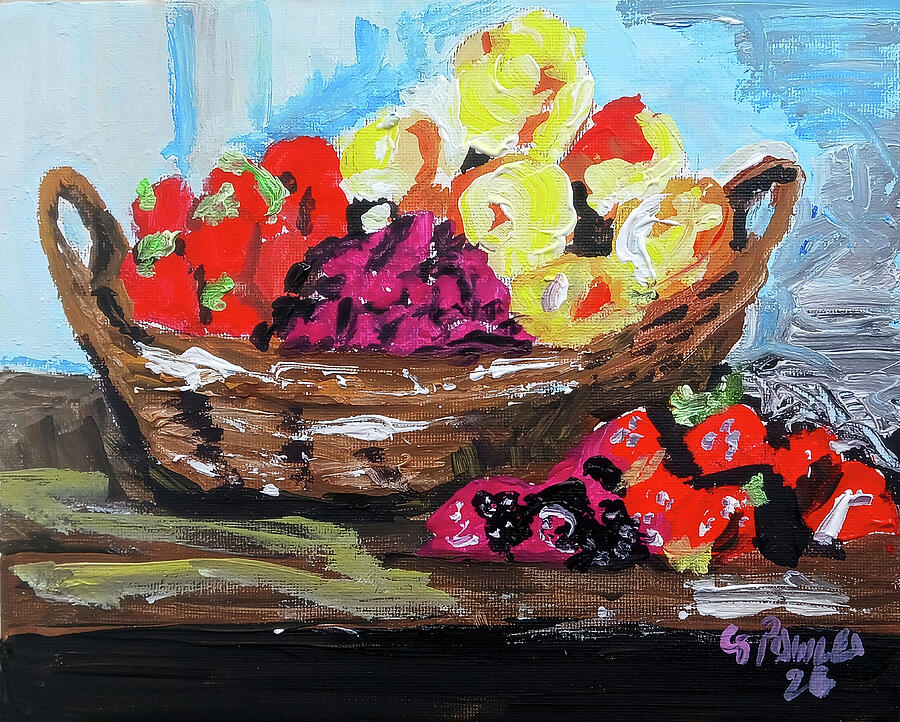 Basket of Bright Summer Fruits Painting