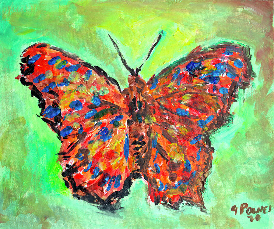 Butterfly in Green Background Painting