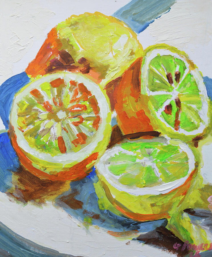 Citrus Slice Lemon and Lime Still Life Painting