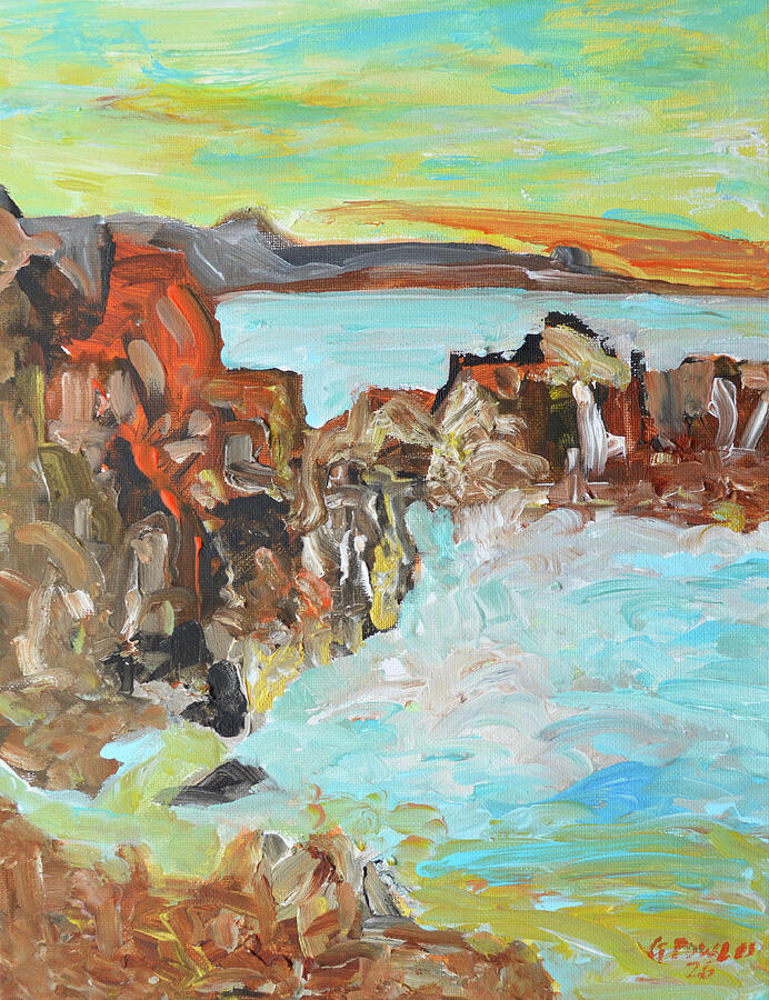 Coastal Cliffs Impressionistic Seascape Paintig