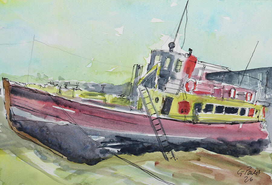 The Working Boat | Original Tugboat Watercolour and Ink Marine Painting