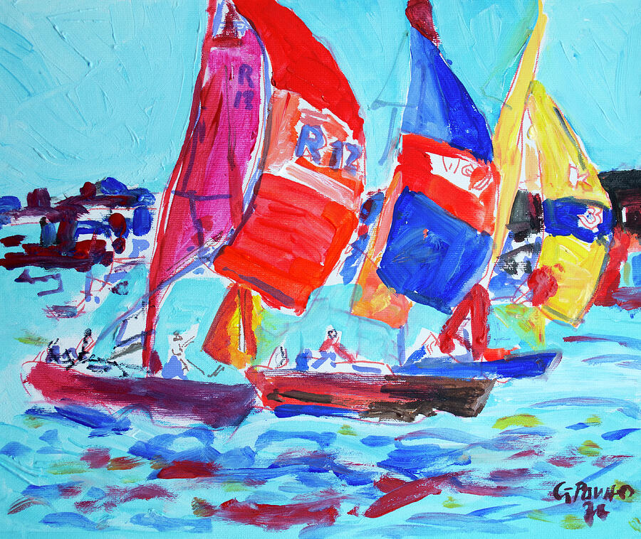 Colourful Sailboat Regatta on the Water Painting
