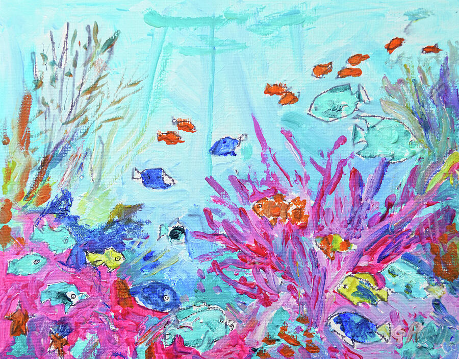 Coral Reef and Tropical Fish Impressionist Painting