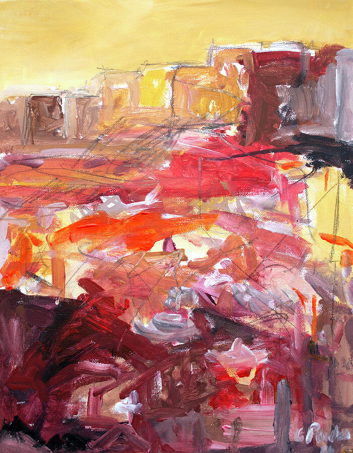 Ember Sun Abstract Landscape Painting