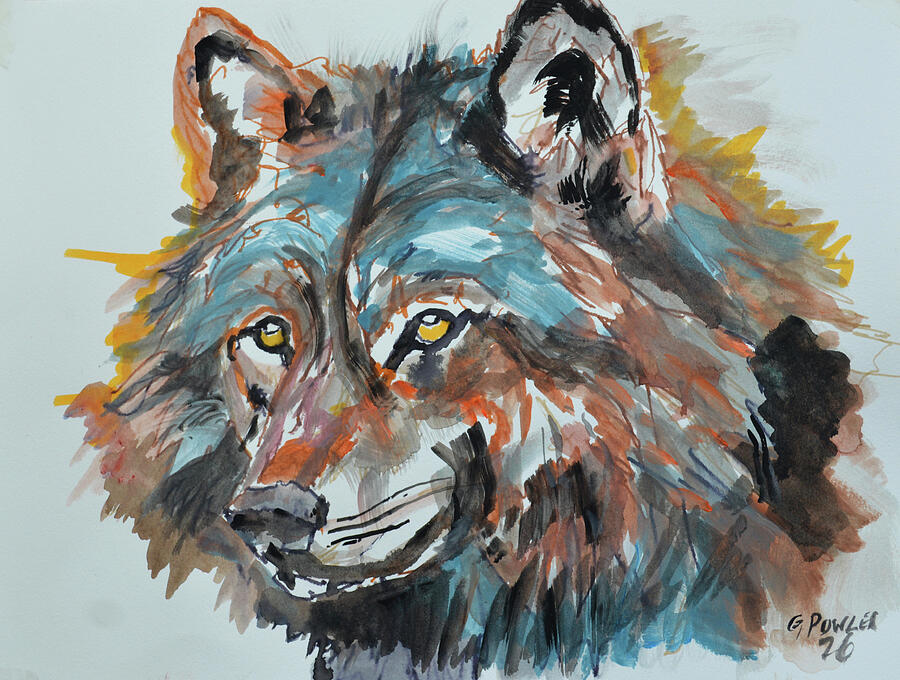 Expressive Colourful Wolf Portrait
