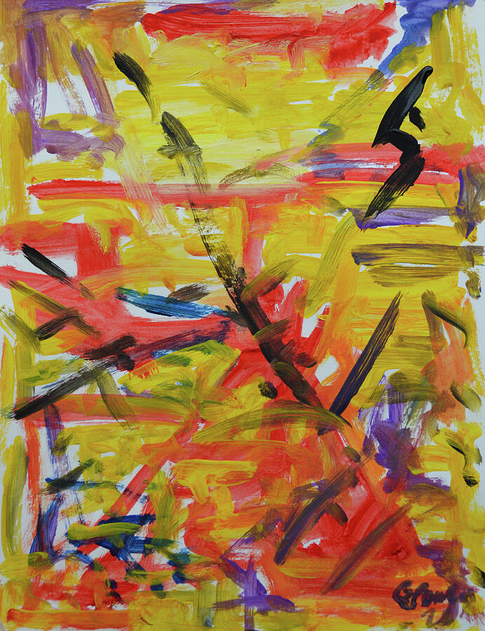 Fiery Sunset Abstract Expressionist