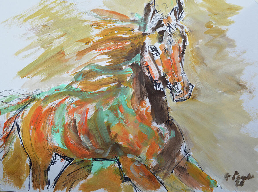 Galloping Expressive Horse Painting