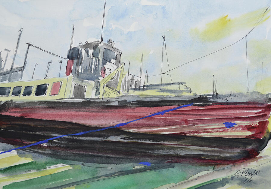 Oulton Broad | Original Harbour Boat Watercolour and Ink Painting