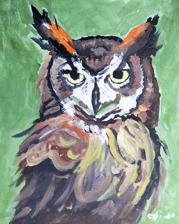 Majestic Owl with Intense Stare painting