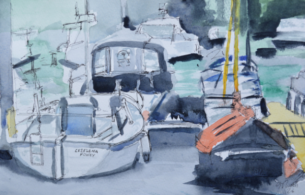 watercolour study of Oulton Broad