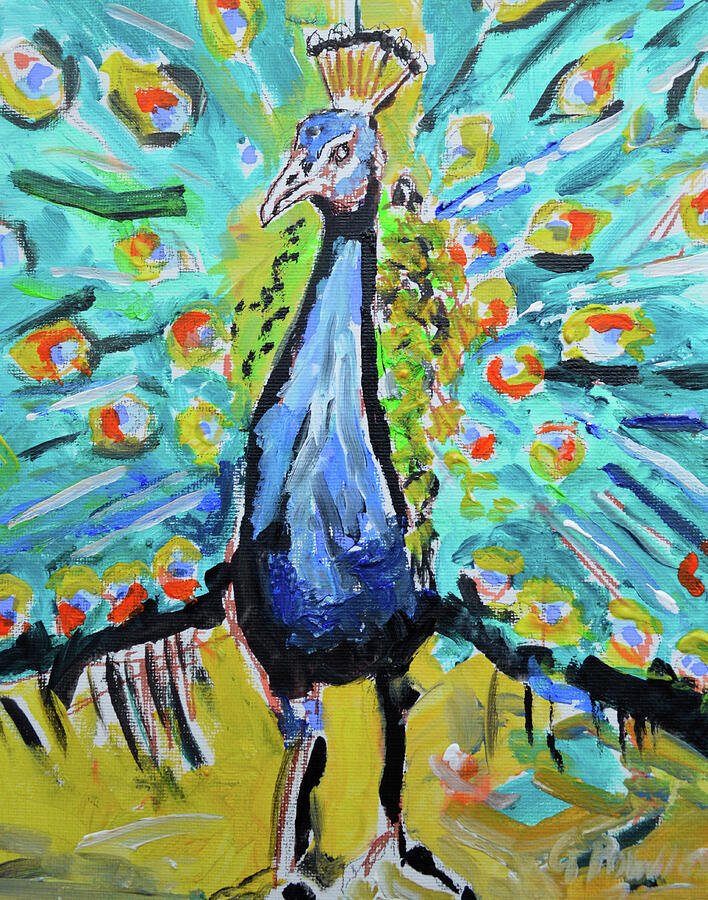 Peacock Splendour Impressionist Display Painting