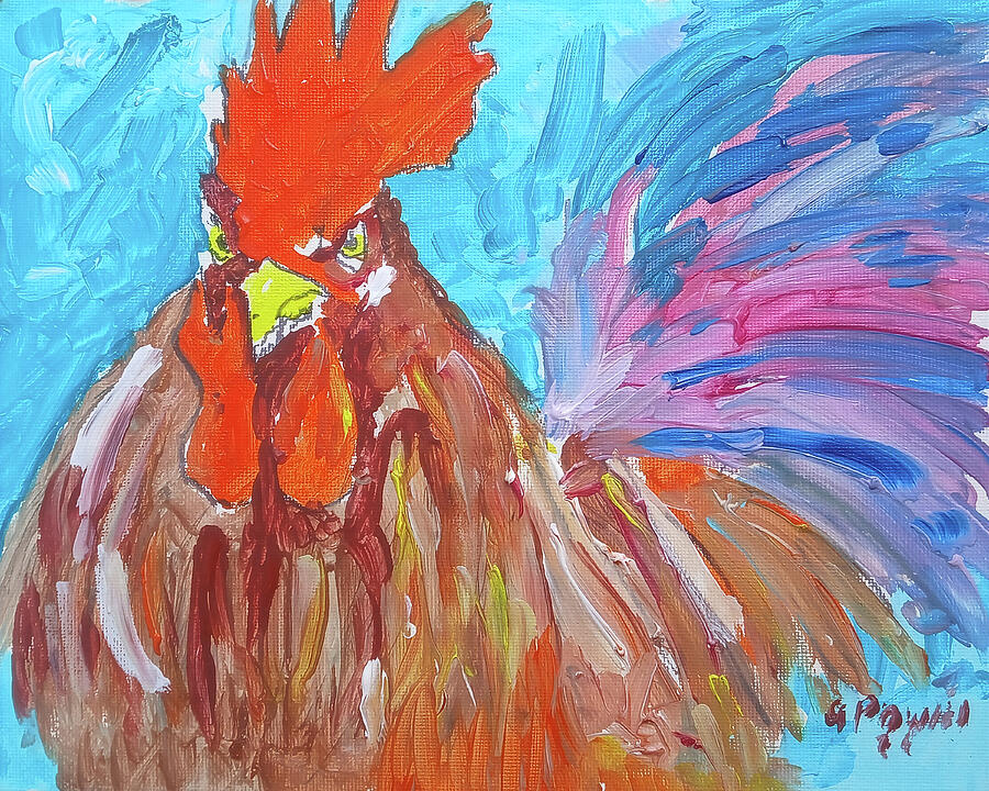 Rooster Portrait Painting