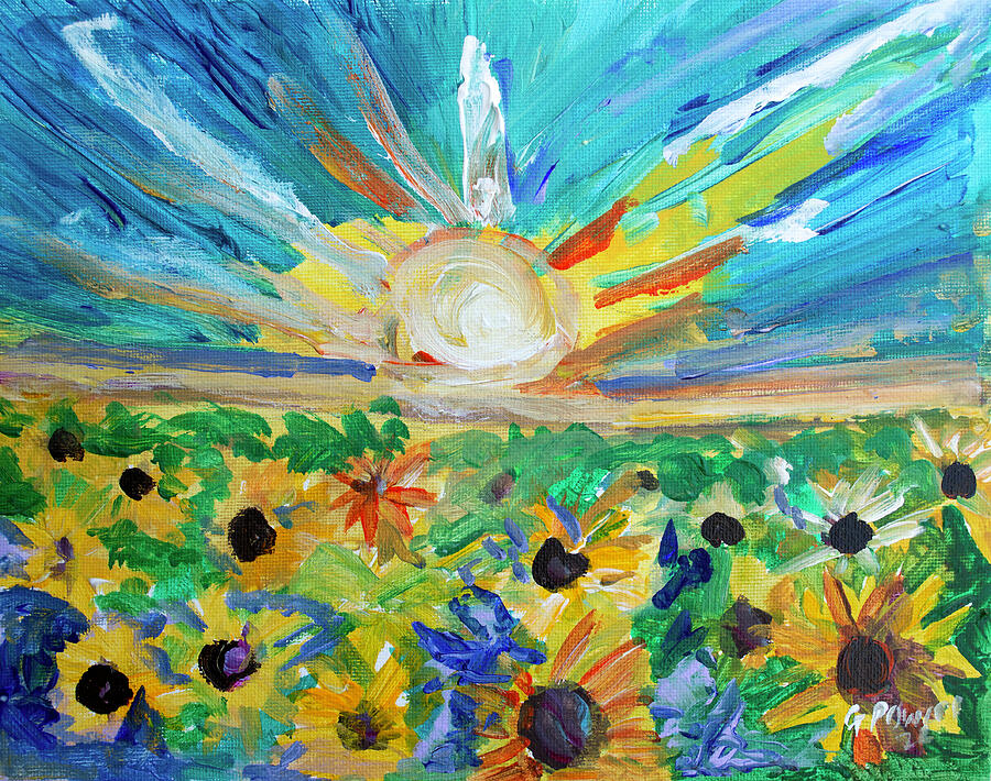 Sunflowers Under a Vibrant Sky
