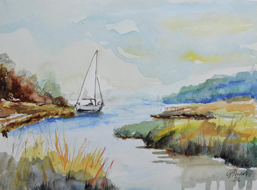 Broadland Passage | Original Norfolk Broads Watercolour and Ink Sailing Painting