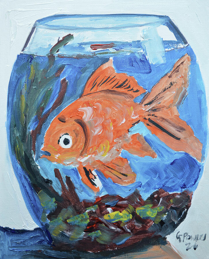 Whimsical Goldfish in a Fishbowl