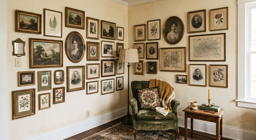 Vintage-Inspired Corner Gallery Wall